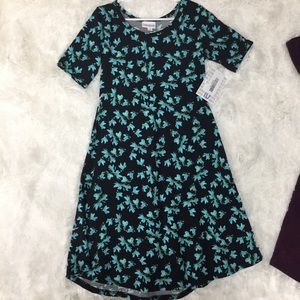 Size 10 Adeline LuLaRoe Girls Dress Black Floral